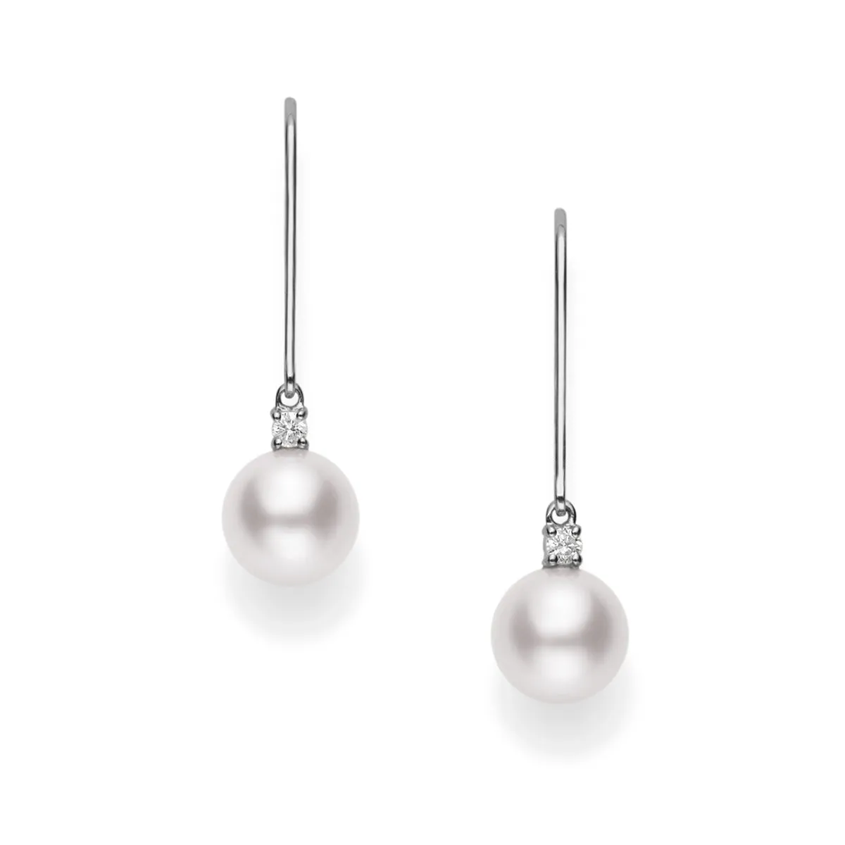 Akoya Cultured Pearl and Diamond Drop Earrings