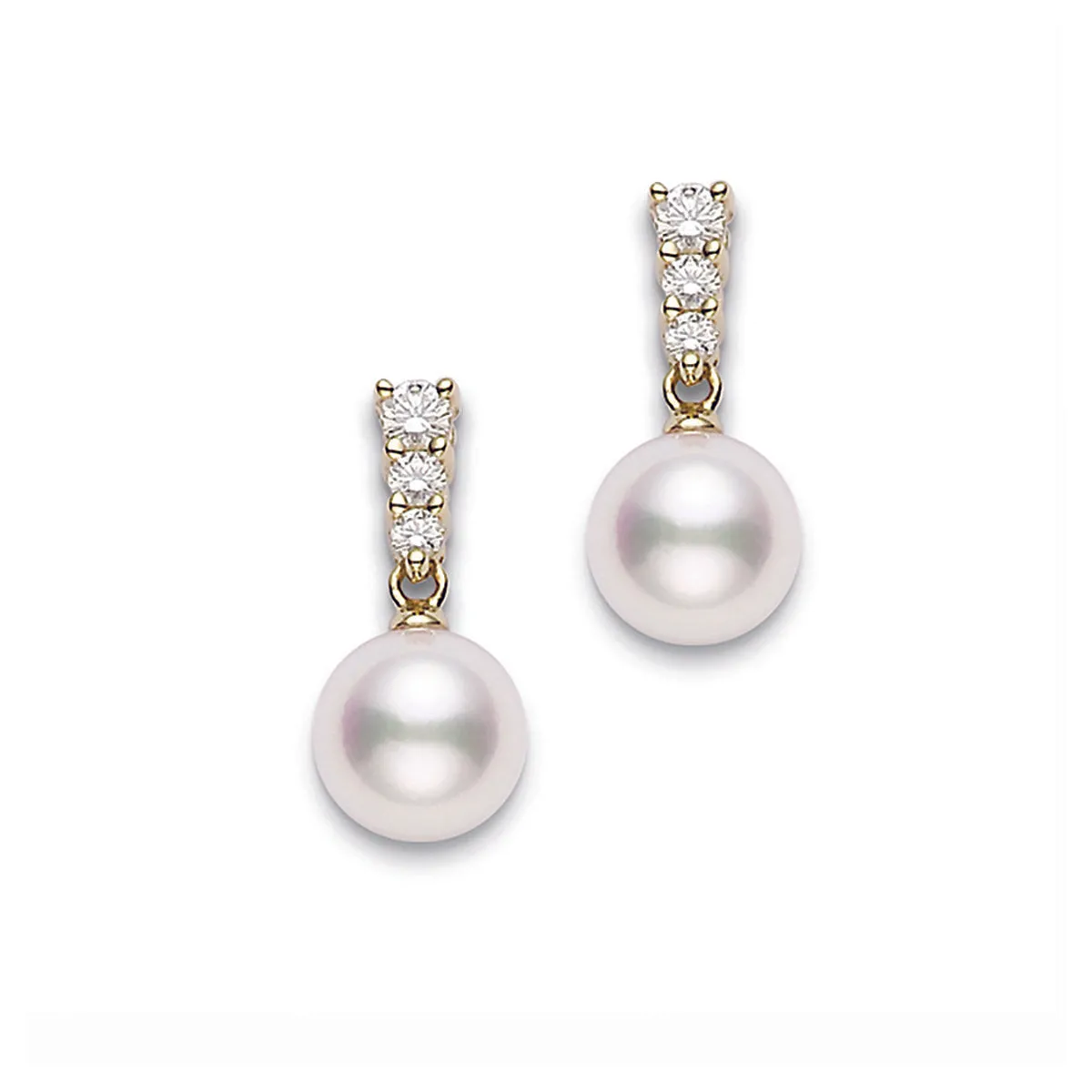 Akoya Pearl and Diamond Yellow Gold Drop Earrings