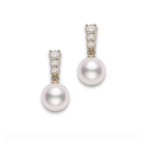 Akoya Pearl and Diamond Yellow Gold Drop Earrings