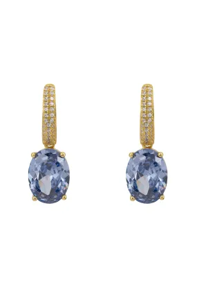 Alexandra Oval Drop Earrings Gold Tanzanite