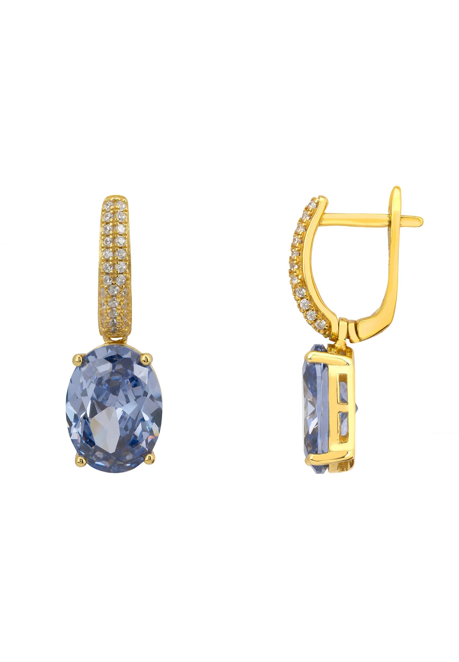 Alexandra Oval Drop Earrings Gold Tanzanite