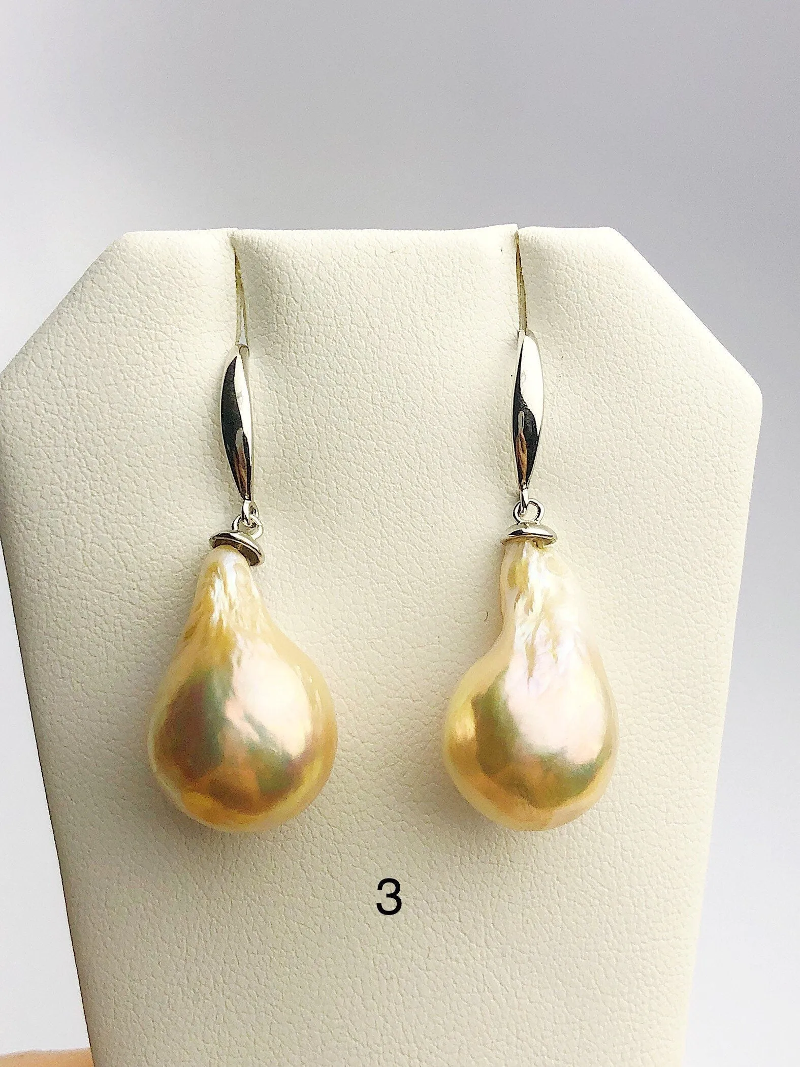 All Natural Edison Freshwater Baroque Pearl Drop Earrings on 925 Sterling Silver (472 No. 1-3)