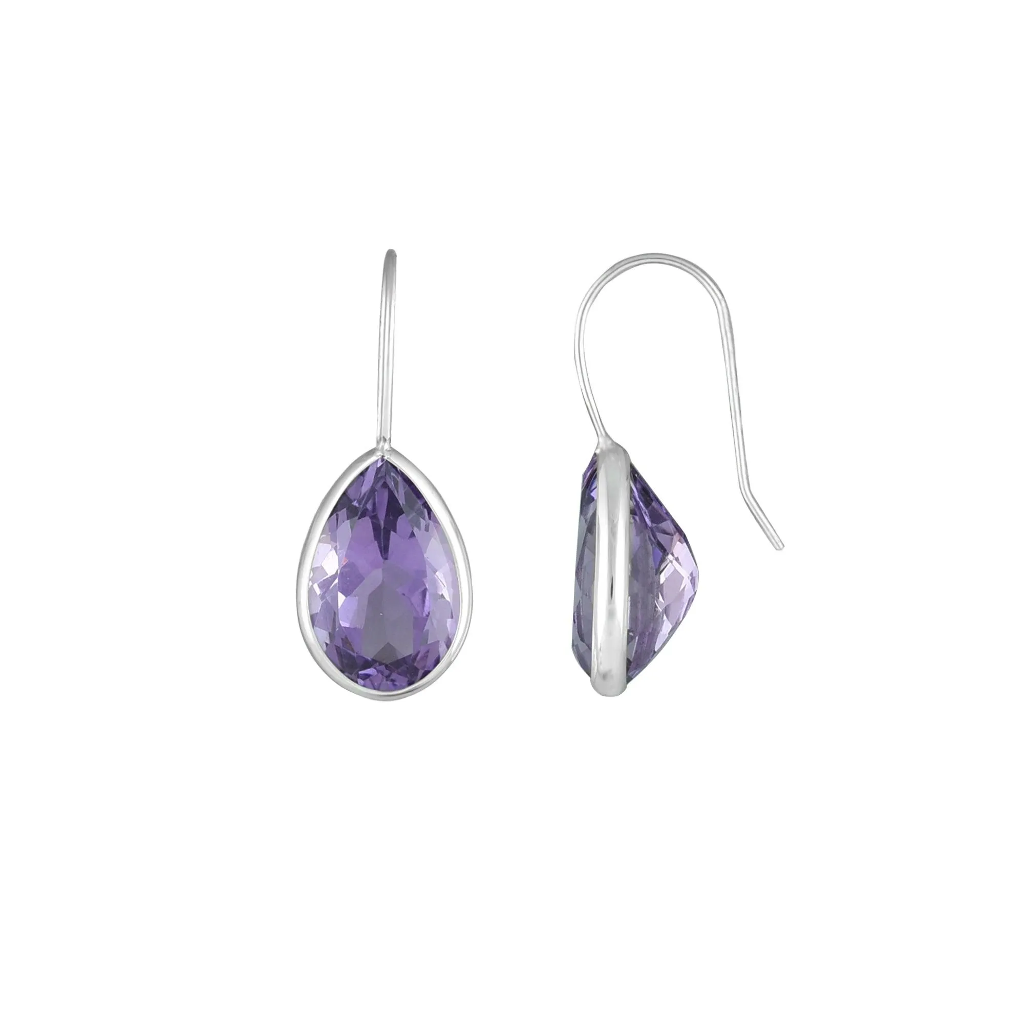 Amethyst Dangle Earrings in Sterling Silver