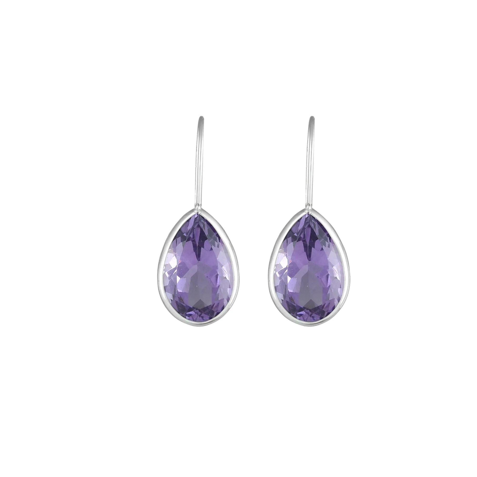 Amethyst Dangle Earrings in Sterling Silver