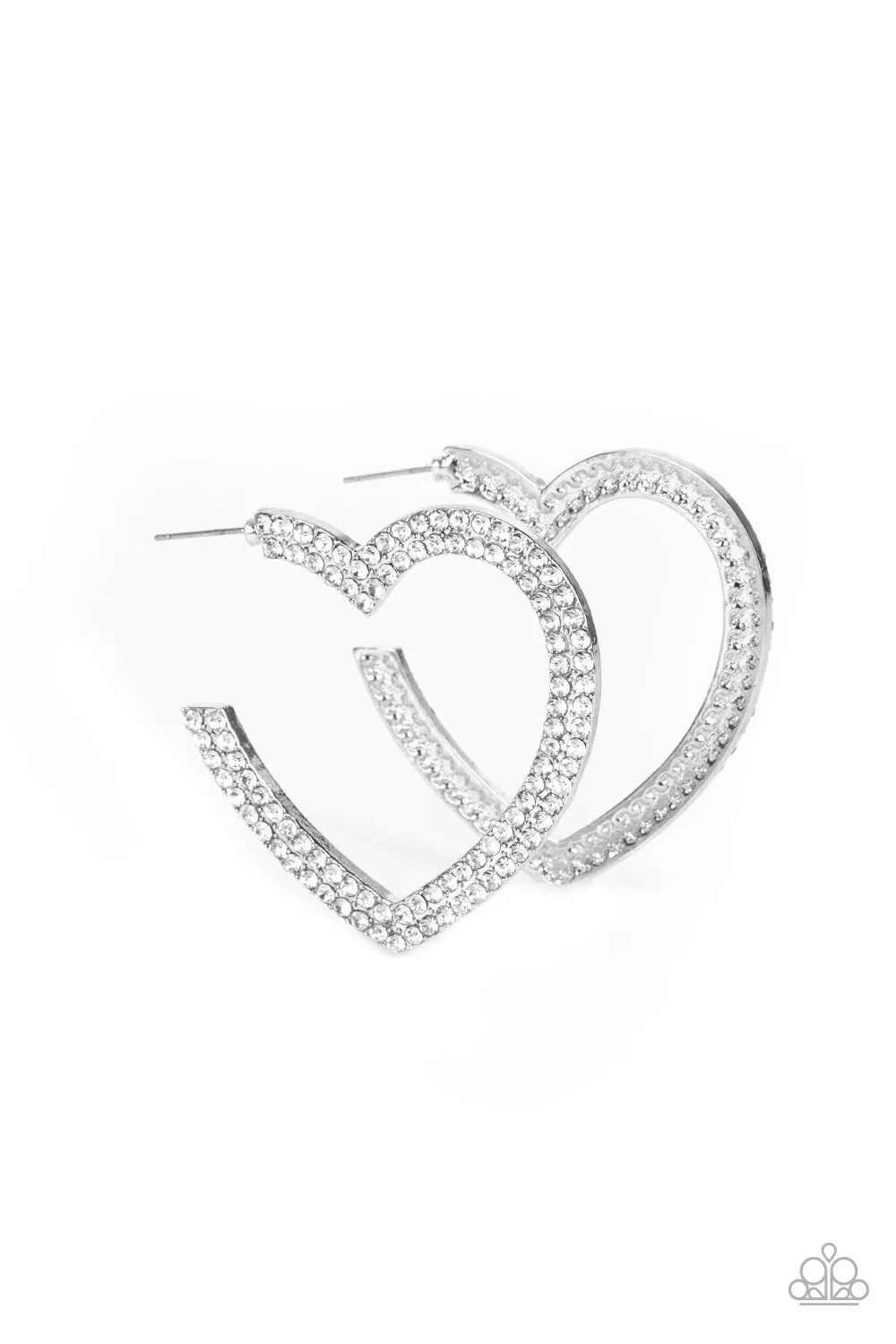 AMORE to Love - White Rhinestone Earrings - Paparazzi Accessories