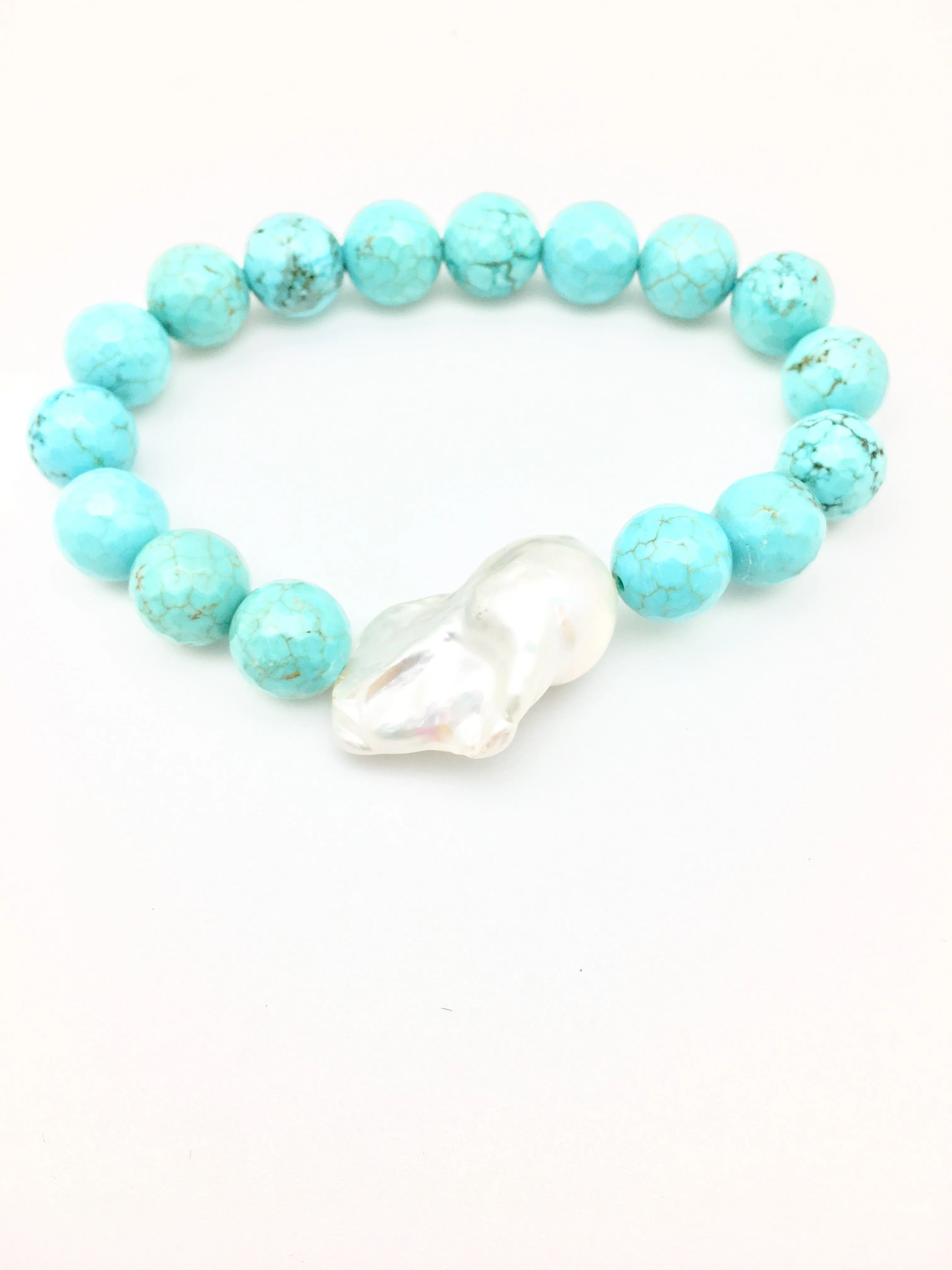 Annie baroque, turquoise/white baroque pearl