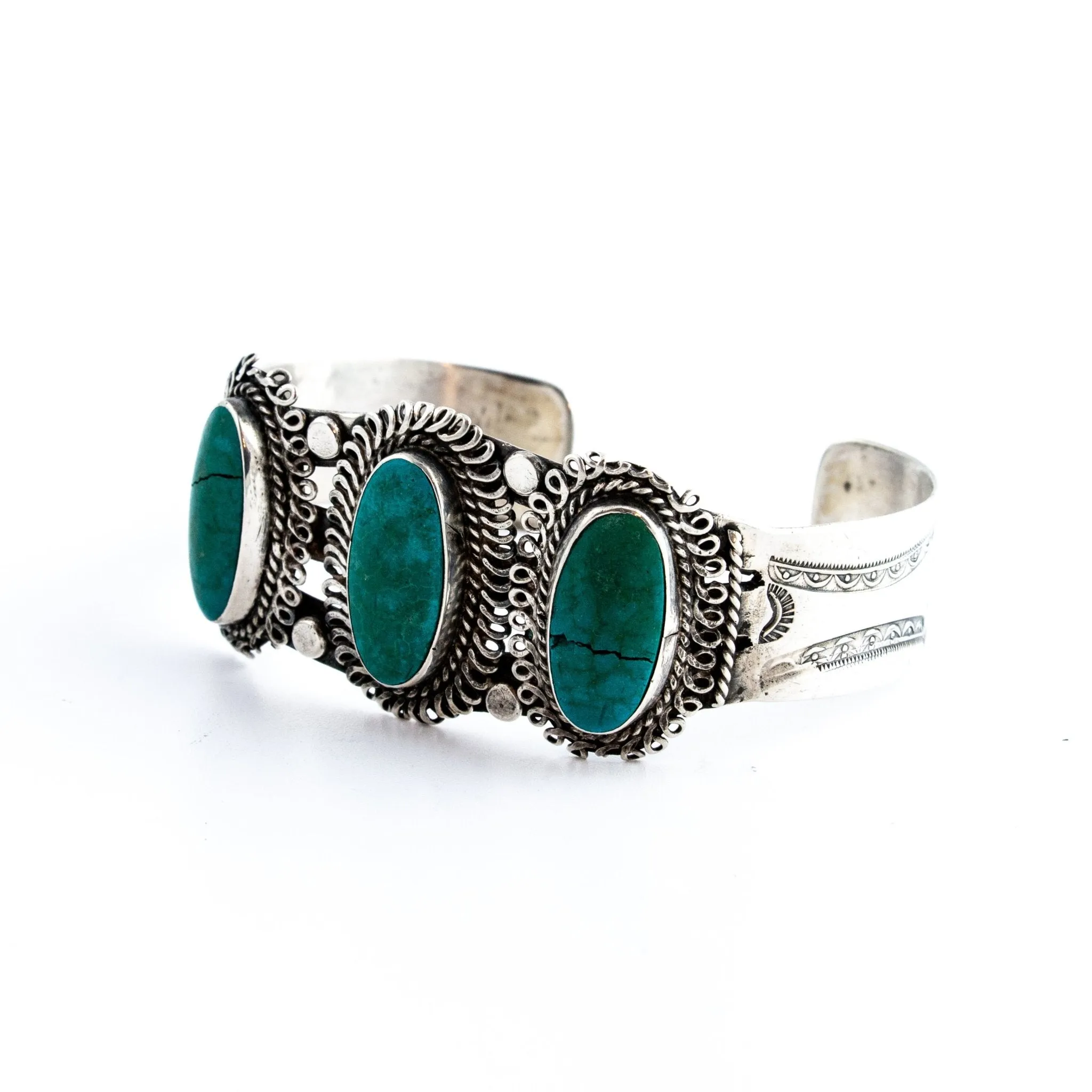 Antique 1940's Triple Turquoise Navajo Cuff