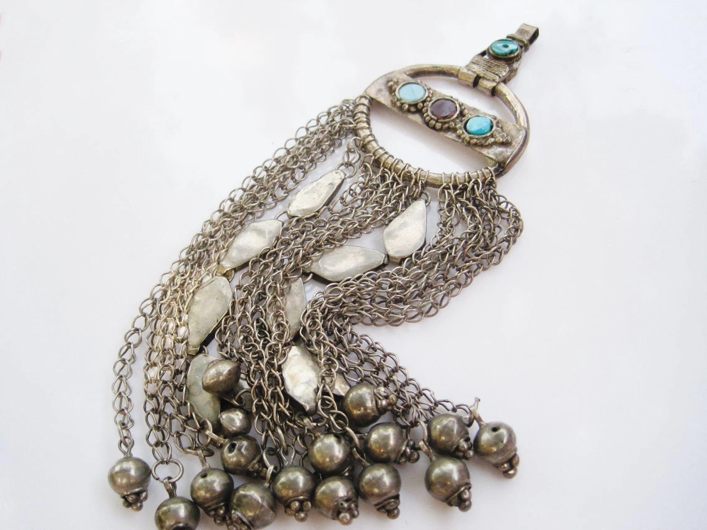 Antique Saudi Silver Pendant for Headdress or Hair Ornament