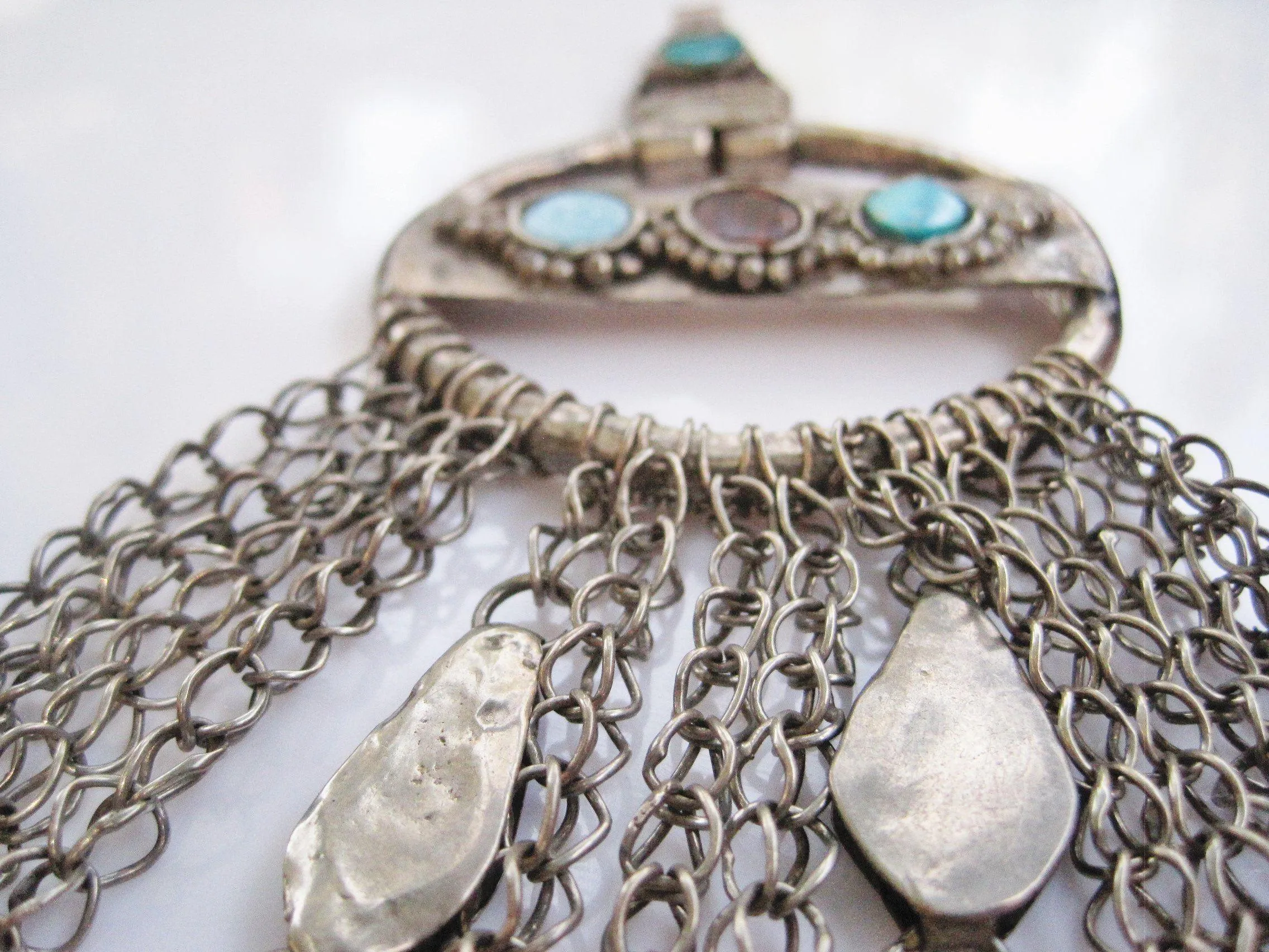 Antique Saudi Silver Pendant for Headdress or Hair Ornament