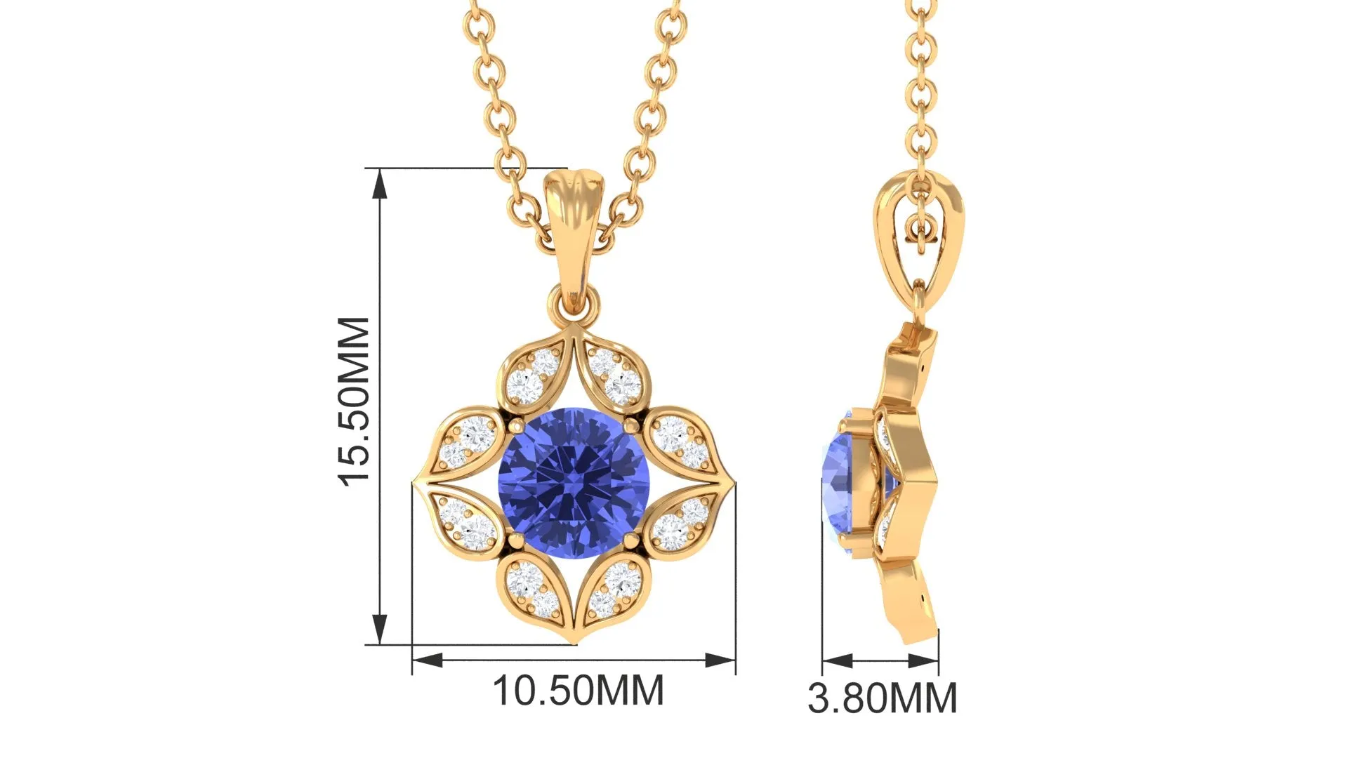 Antique Style Natural Tanzanite Bridal Pendant with Diamond