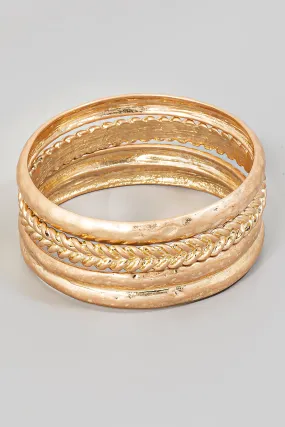 Aphrodite's Multi Textured Bangle Set in Gold