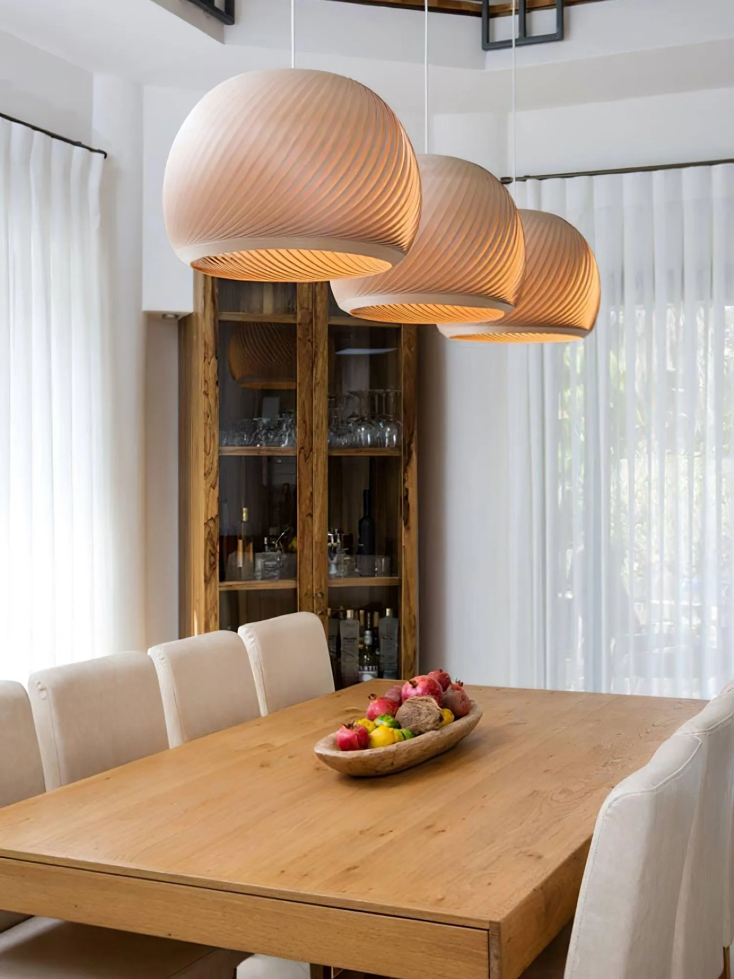 Aurora Whorl Wood Pendant Lamp