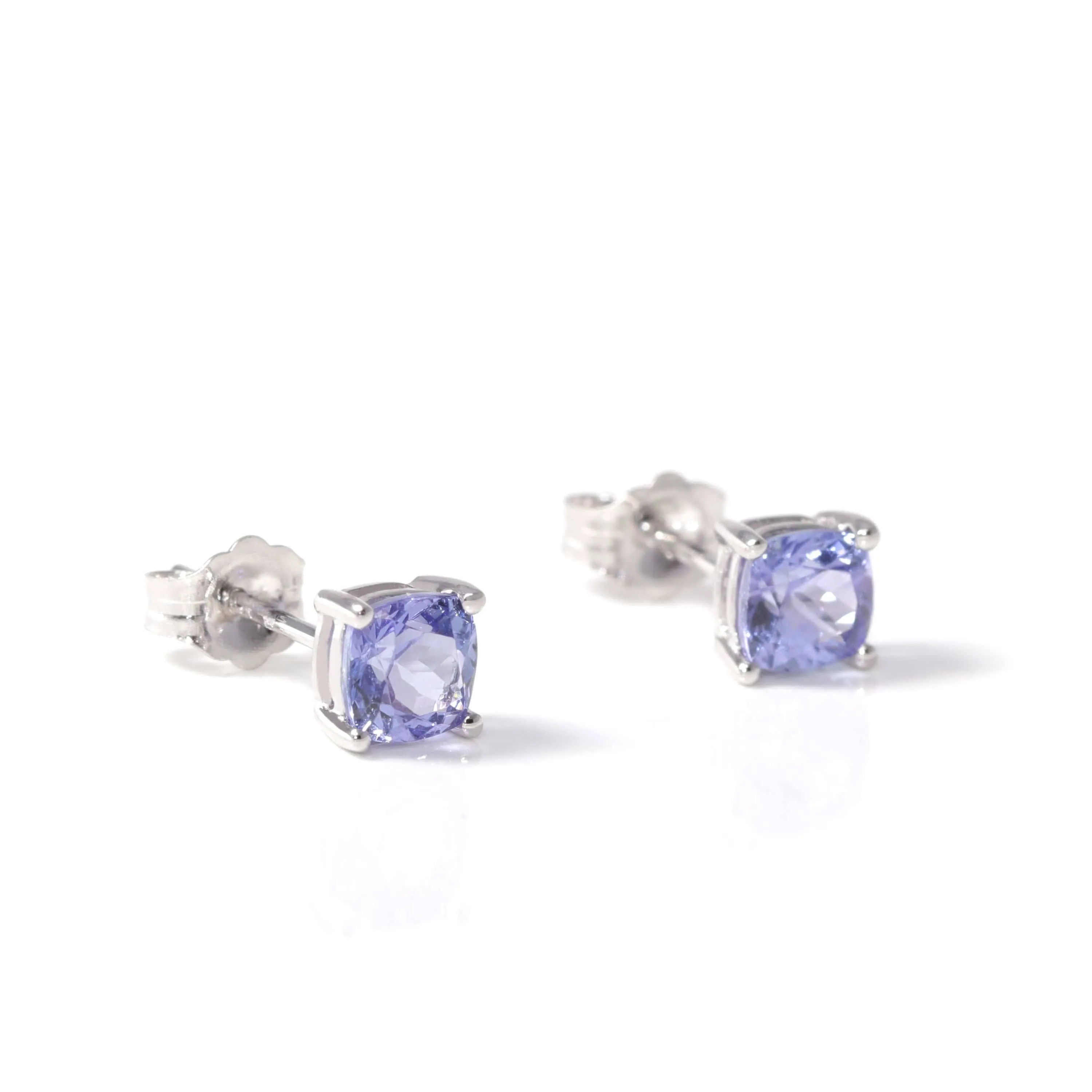 Baikalla™ 14k White Gold Natural Tanzanite 4 Prong Set Earrings