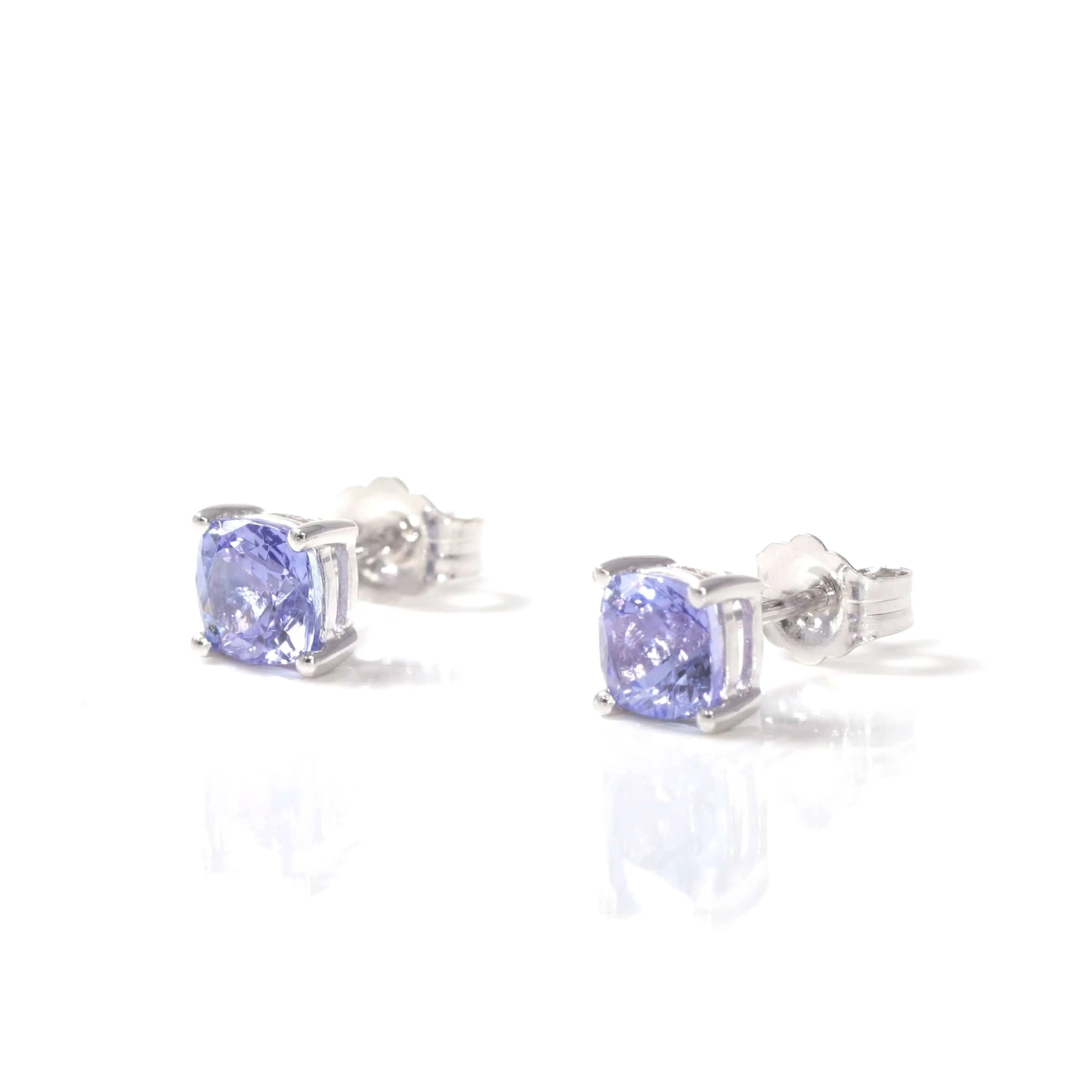 Baikalla™ 14k White Gold Natural Tanzanite 4 Prong Set Earrings