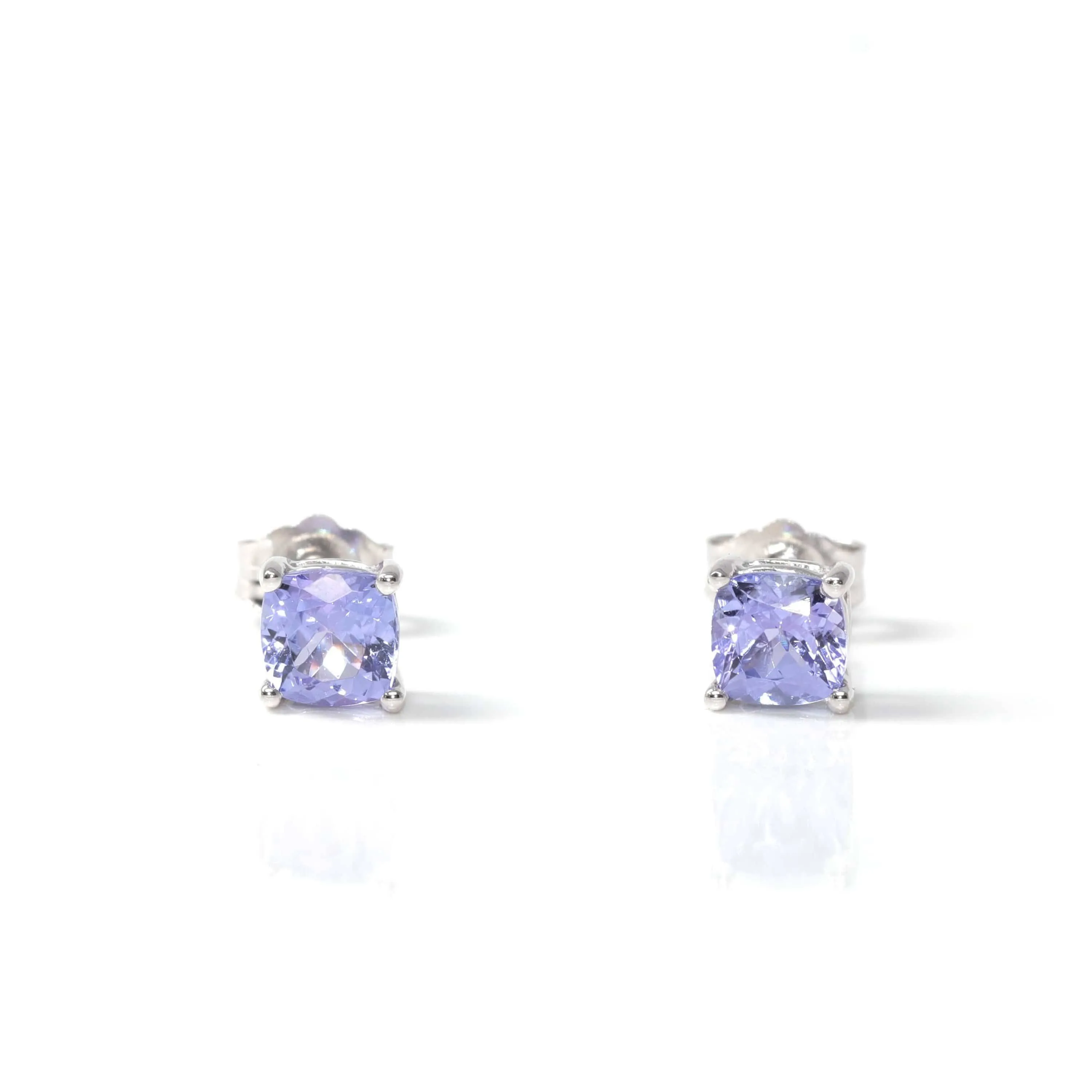 Baikalla™ 14k White Gold Natural Tanzanite 4 Prong Set Earrings