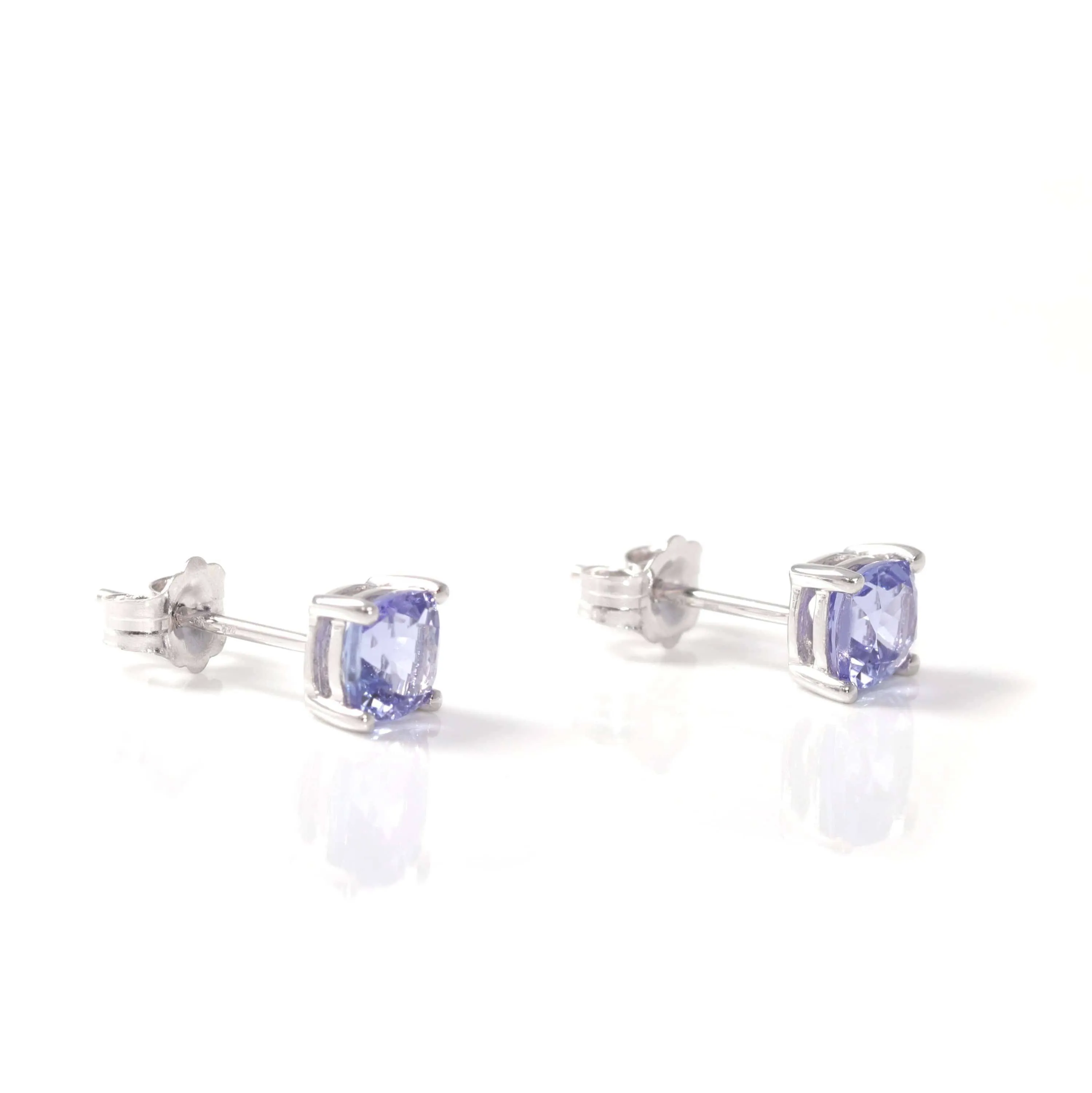 Baikalla™ 14k White Gold Natural Tanzanite 4 Prong Set Earrings