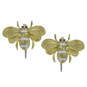 Bee Earrings in 18k Gold with Diamonds