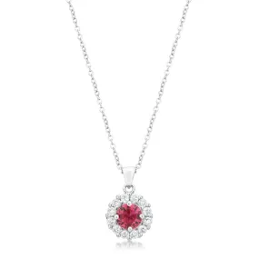 Belle Pink Rose Round Halo Pendant | 3.2ct