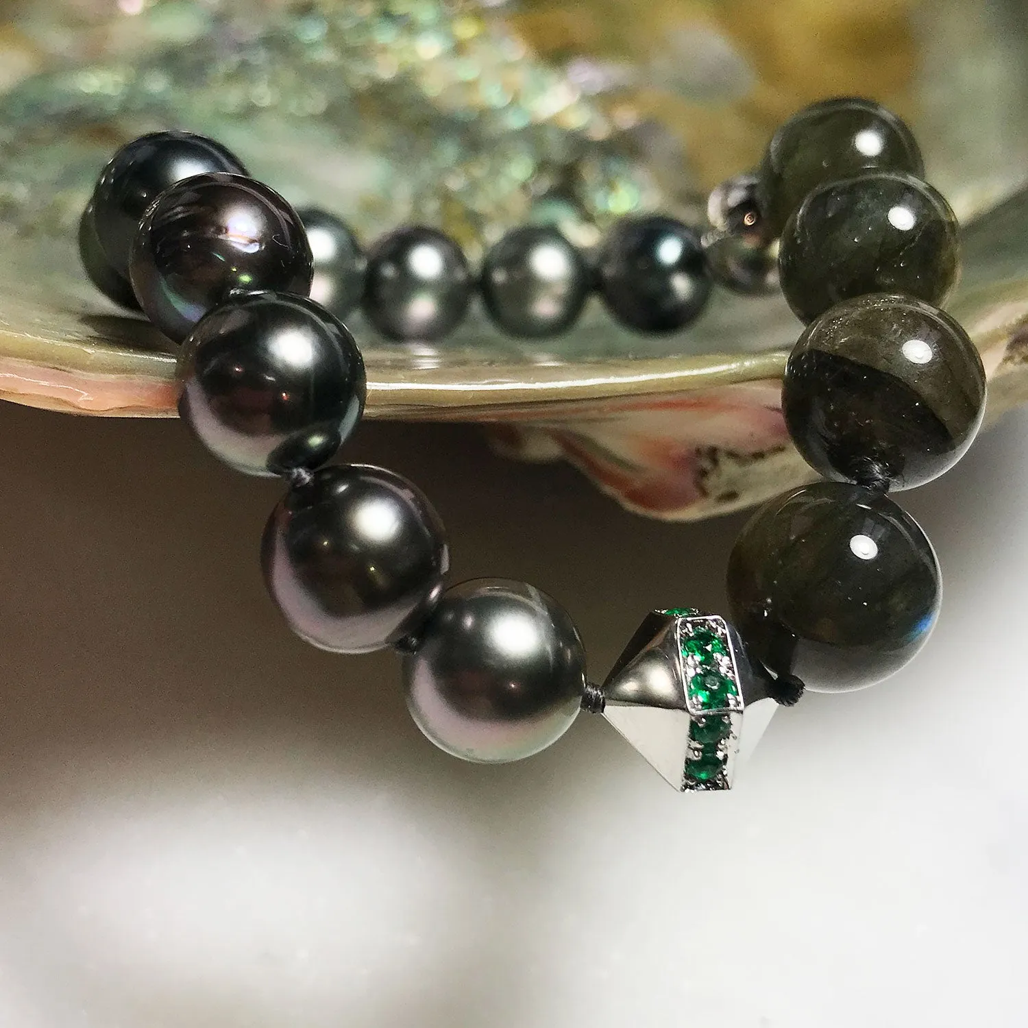 Bespoke Tahitian Pearl and Filigree Bracelet