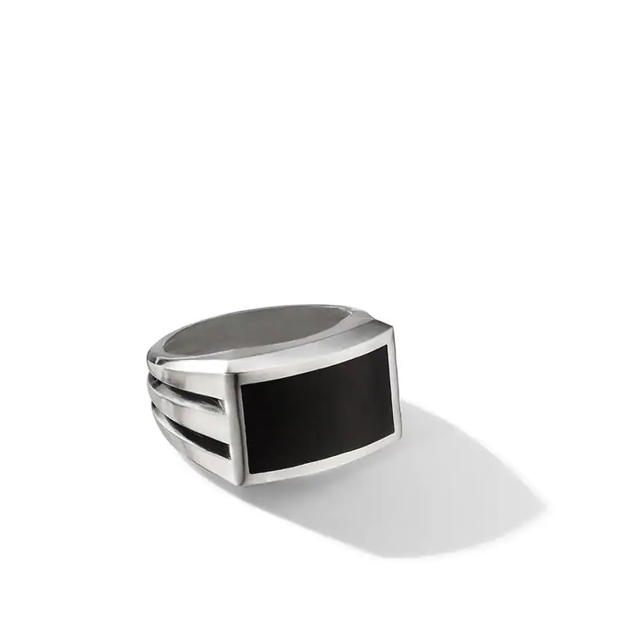 Beveled Signet Ring with Black Onyx