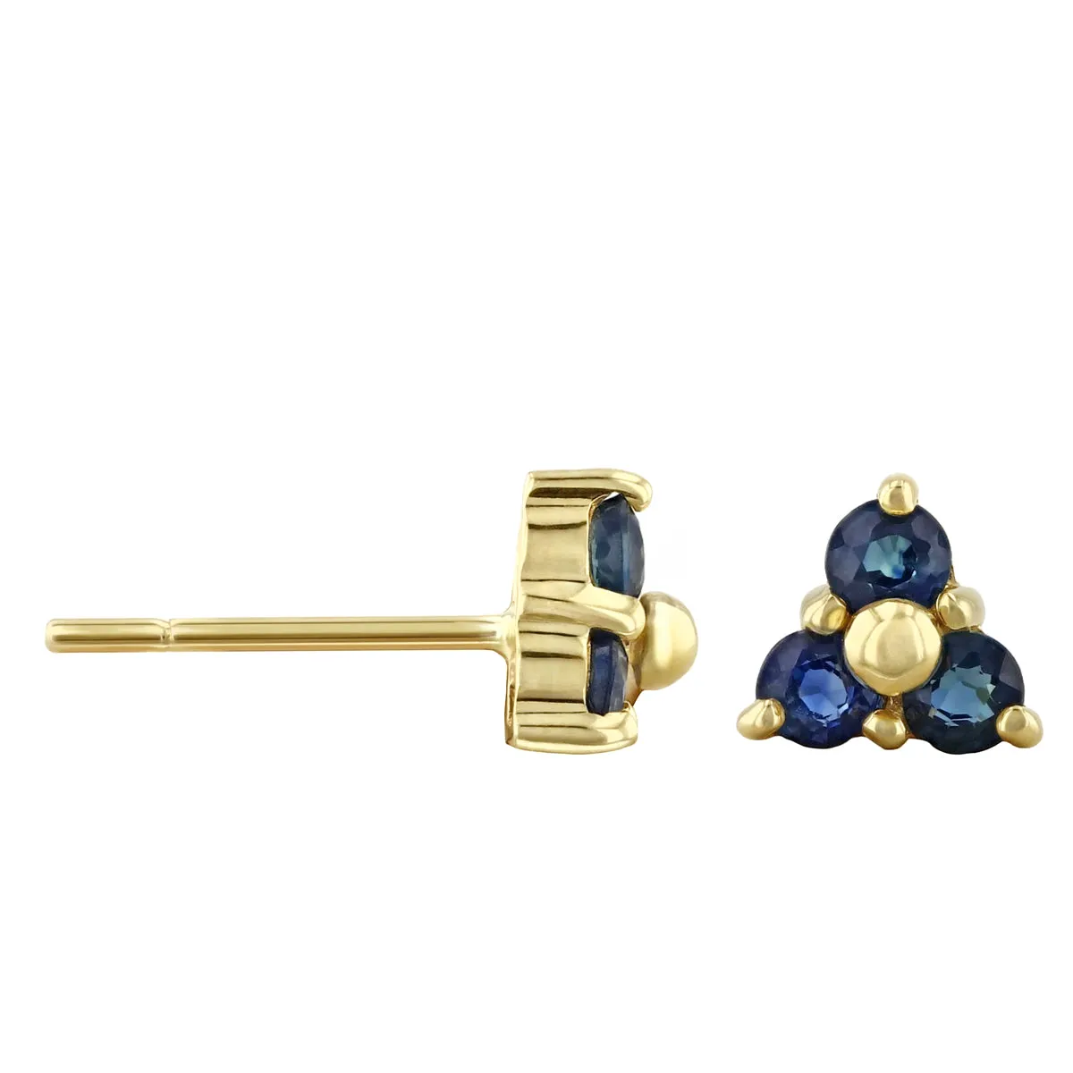 Bijou Collection Sapphire Trefoil Stud Earrings | 9K Yellow Gold