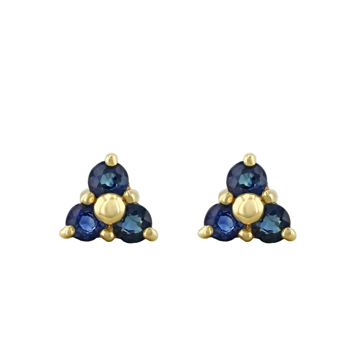 Bijou Collection Sapphire Trefoil Stud Earrings | 9K Yellow Gold