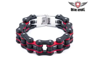 Black & Red Stainless Steel Motorcycle Chain Bracelet