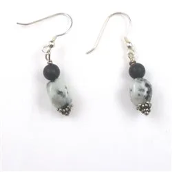 Black Onyx and Jasper Gemstone Earrings