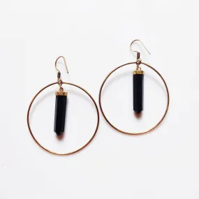 Black Tourmaline Hoop Earrings