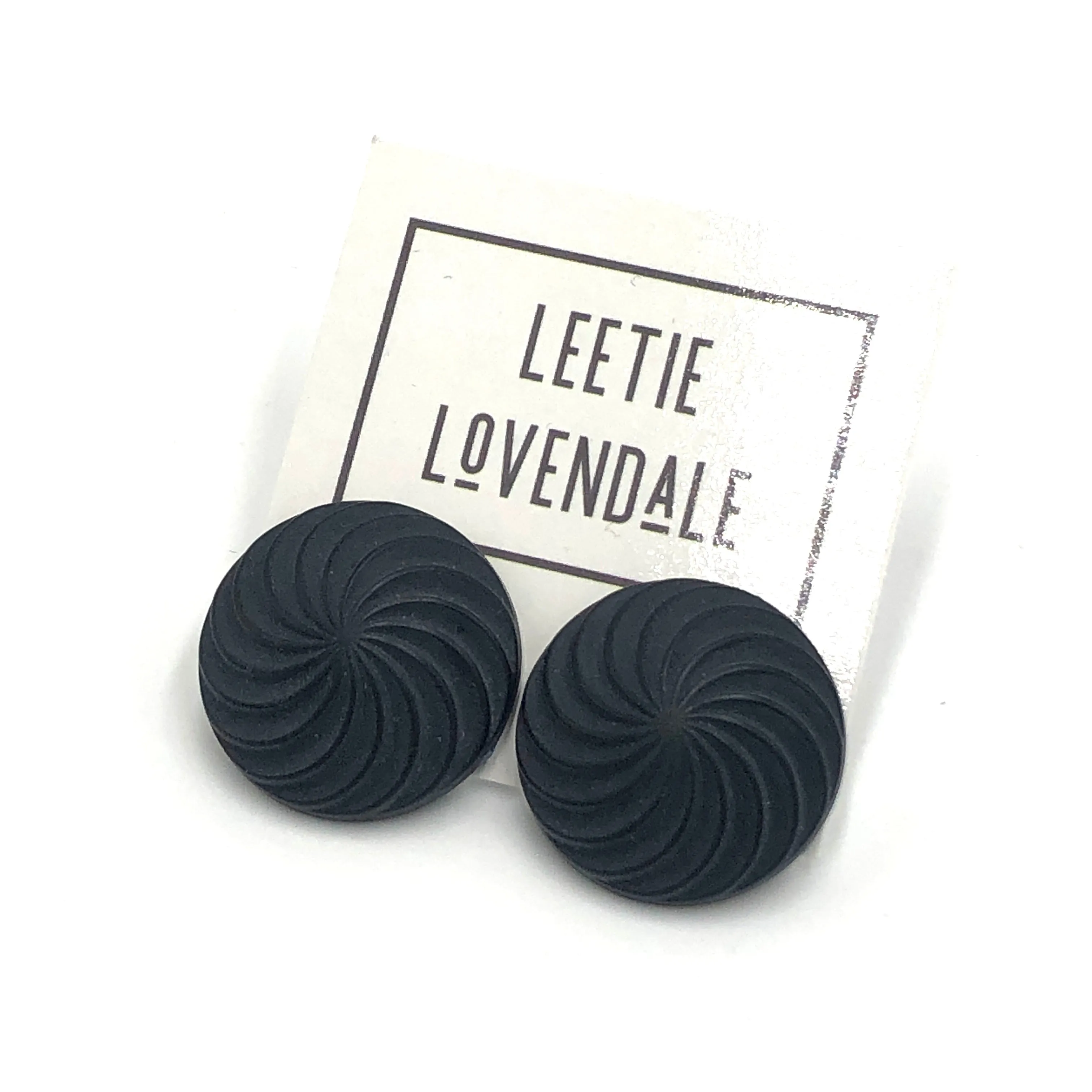 Black Vortex Retro Button Stud Earrings