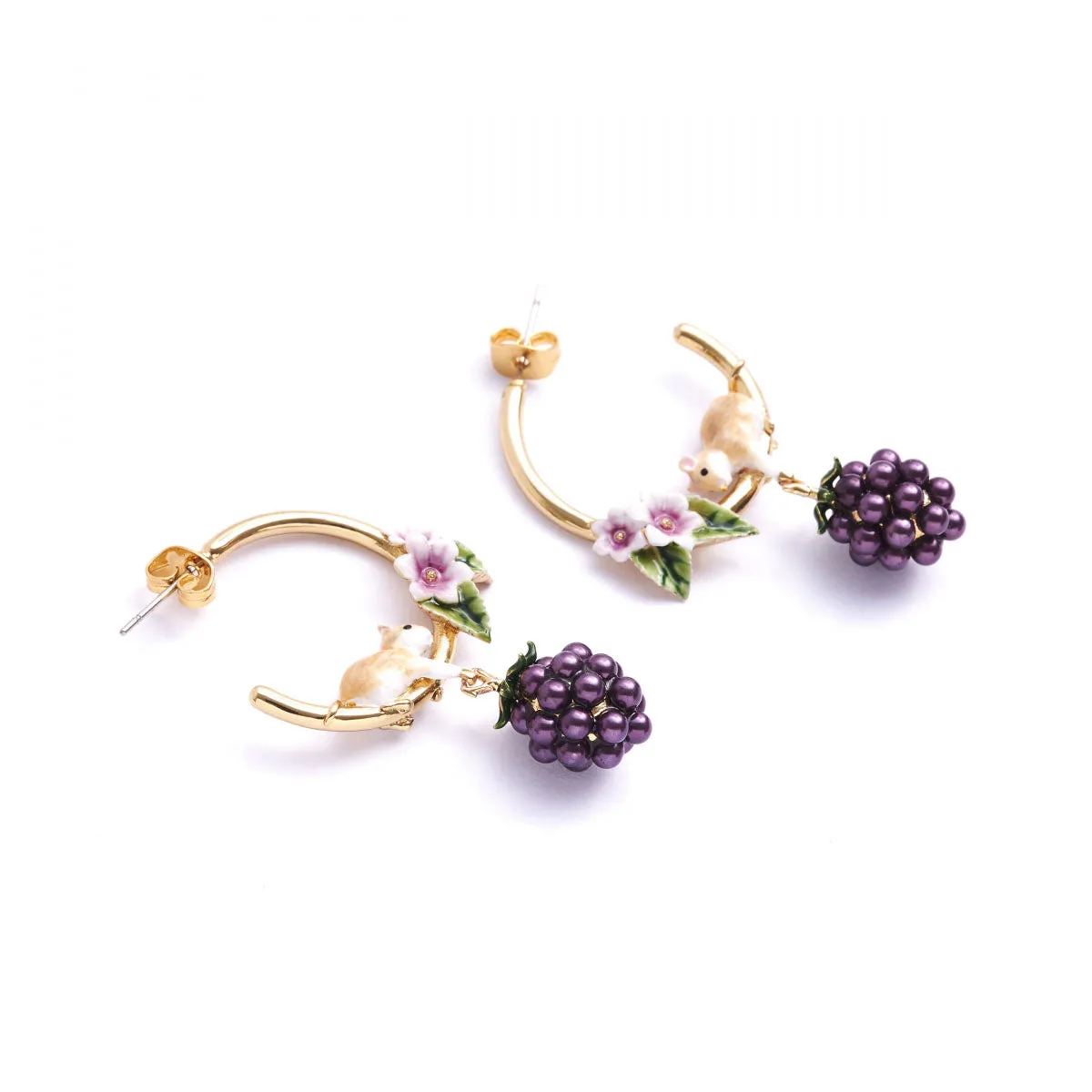 Blackberry & Mouse Hoop Earrings - Preorder