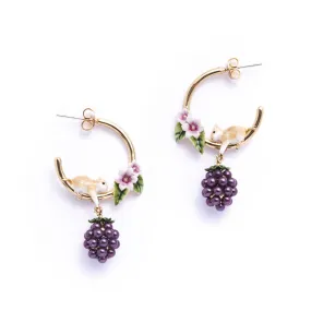 Blackberry & Mouse Hoop Earrings - Preorder