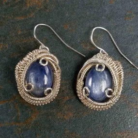 Blue Kyanite Wire Wrapped Earrings