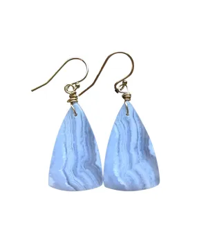 Blue Lace Agate Earrings Gold filled