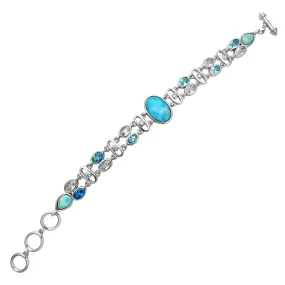 Blue Opal & Zirconia Fancy Lady Bracelet (Silver)