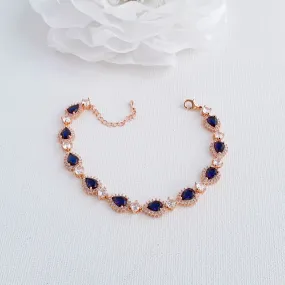 Blue Wedding Bracelet in Rose Gold-AOI