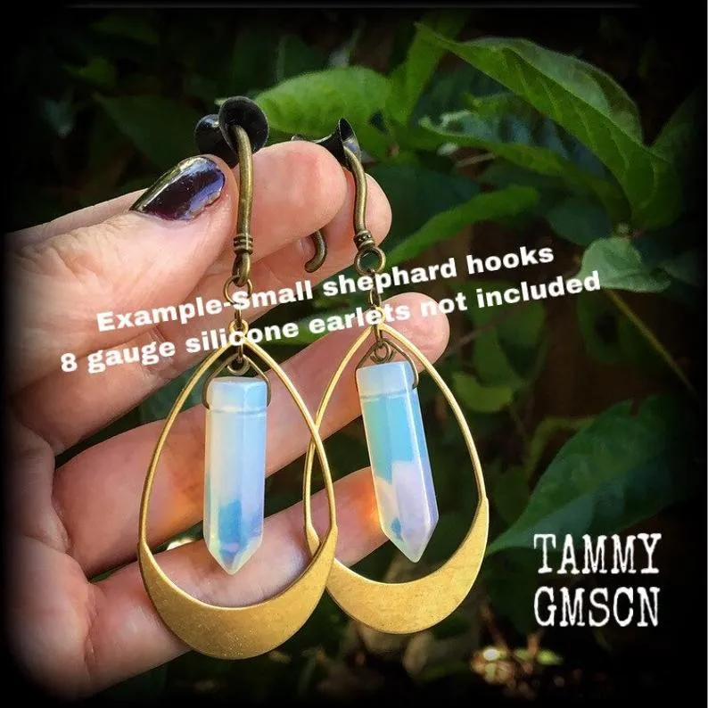 Boho chic gemstone earrings-Opalite and brass gemstone earrings