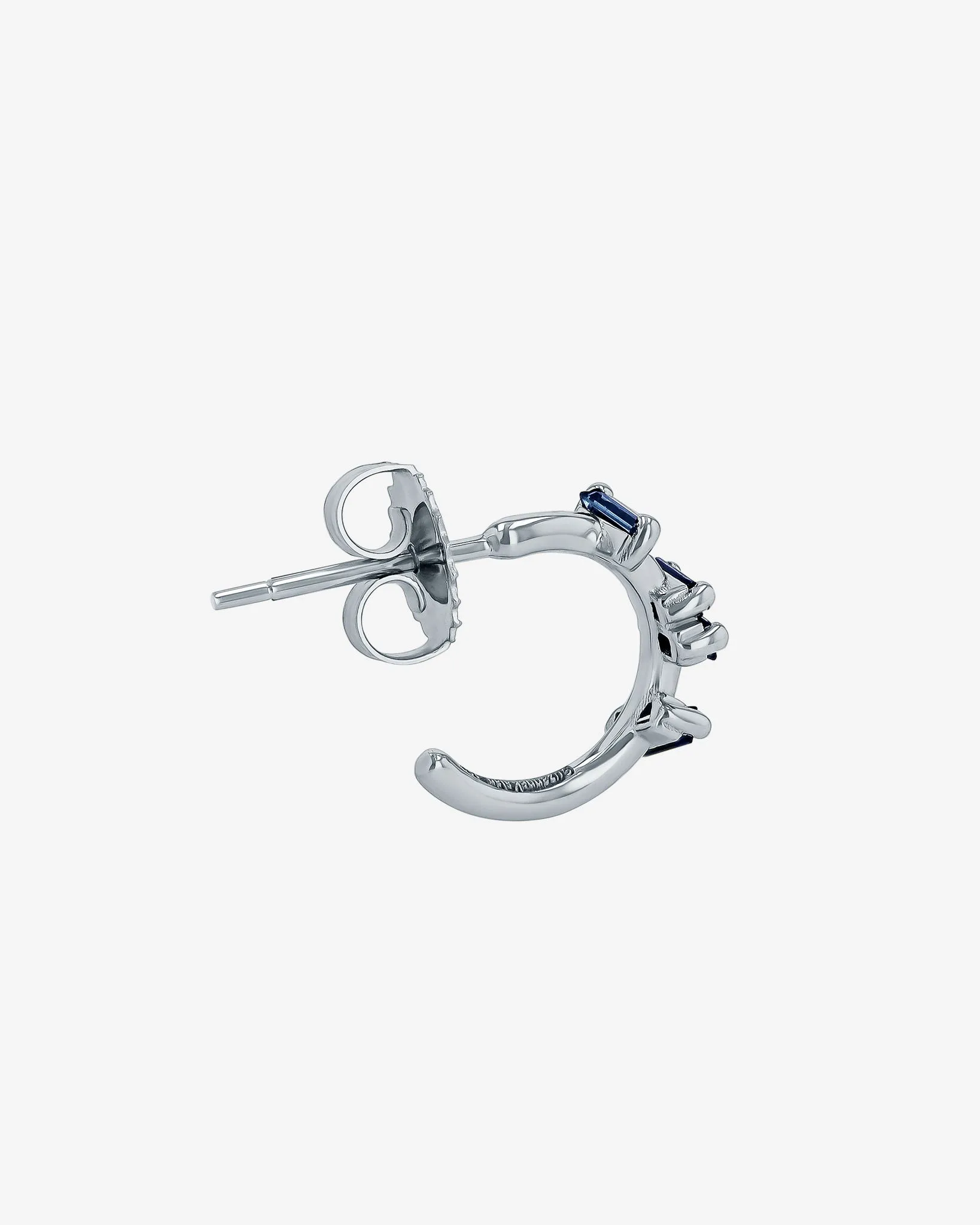 Bold Dark Blue Sapphire Barbwire Mini Hoops