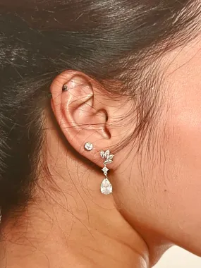 Bridal Earrings, Swarovski and Zirconia Wedding & Quinceanera Dainty Earring