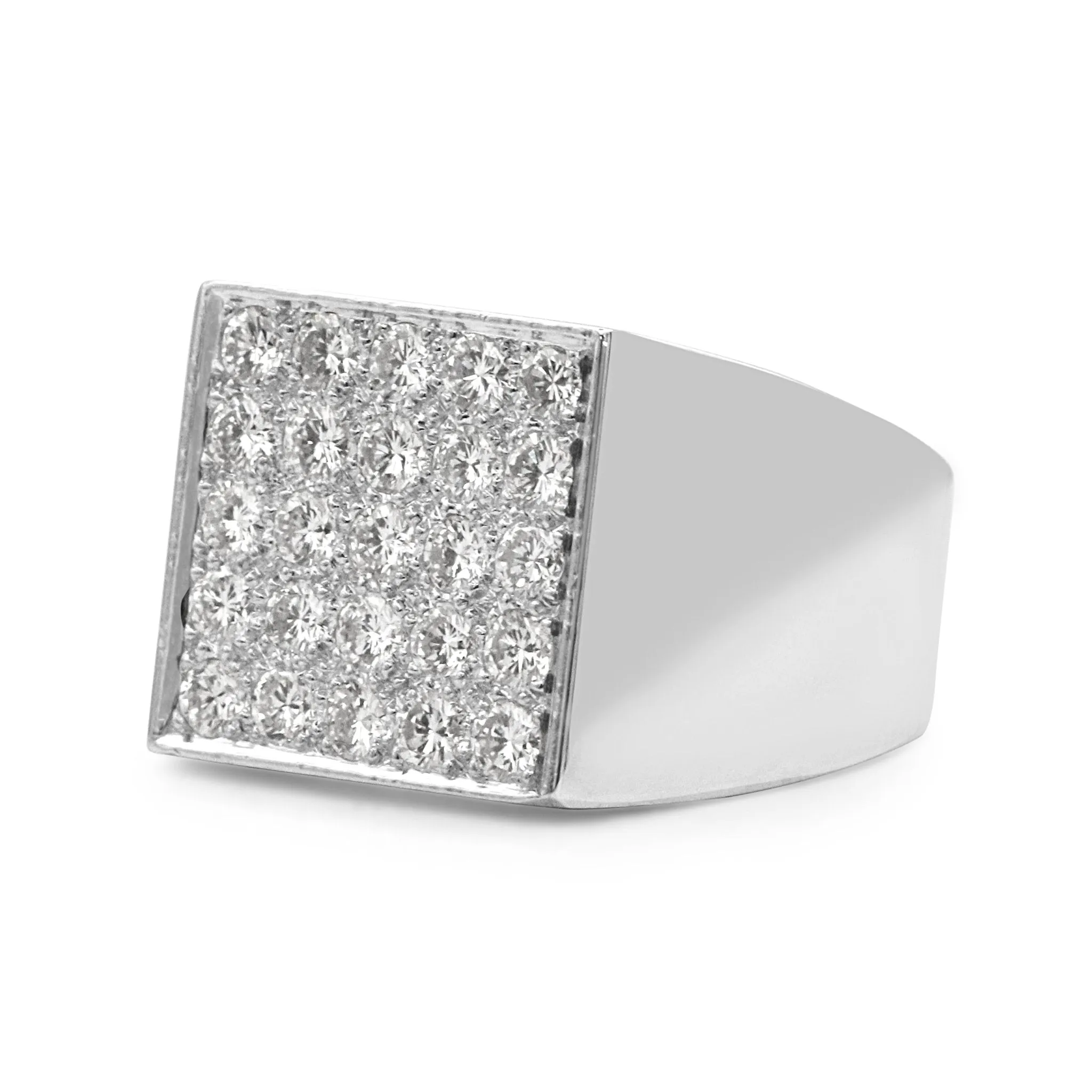 Brilliant Cut Diamond Tablet Signet Ring - Platinum