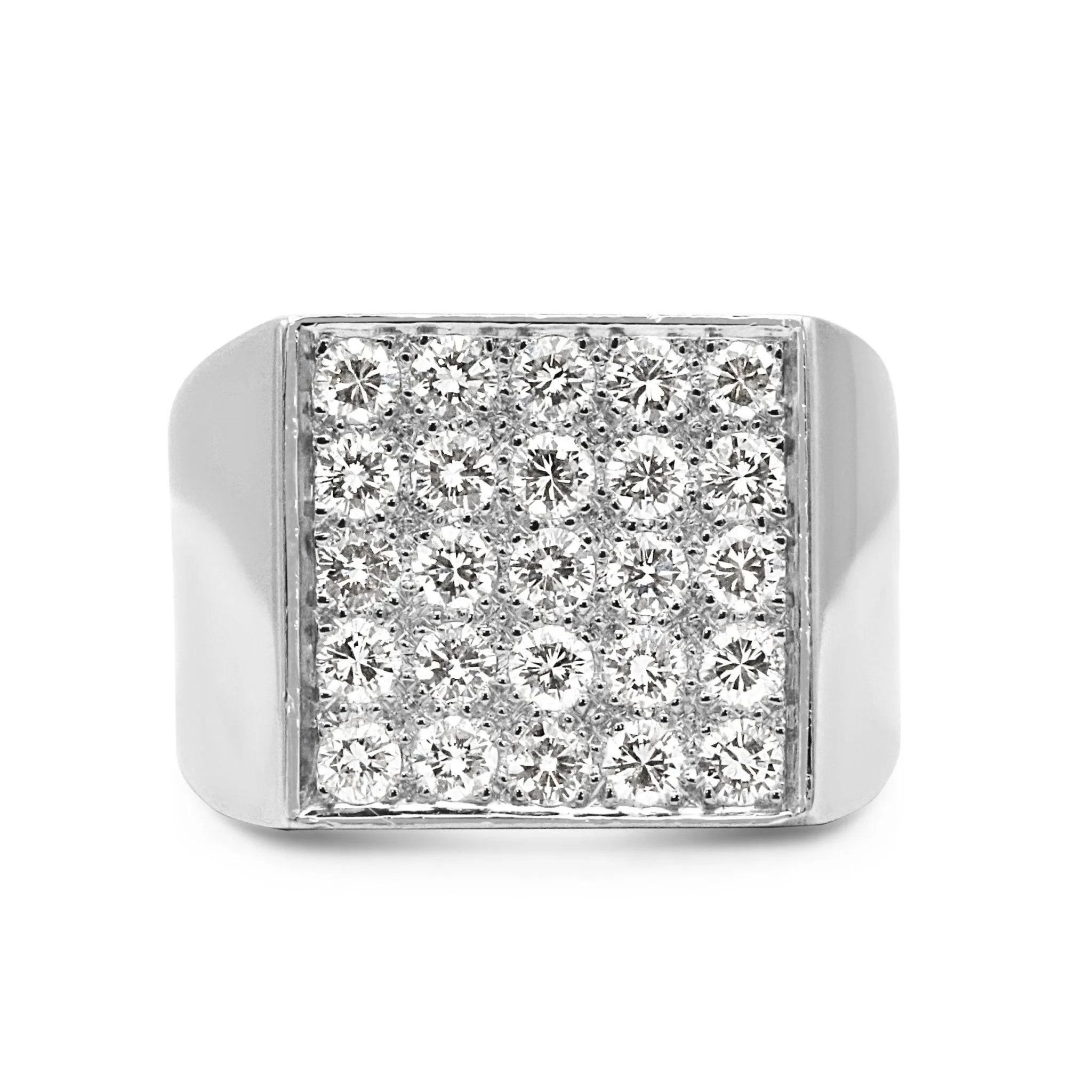 Brilliant Cut Diamond Tablet Signet Ring - Platinum