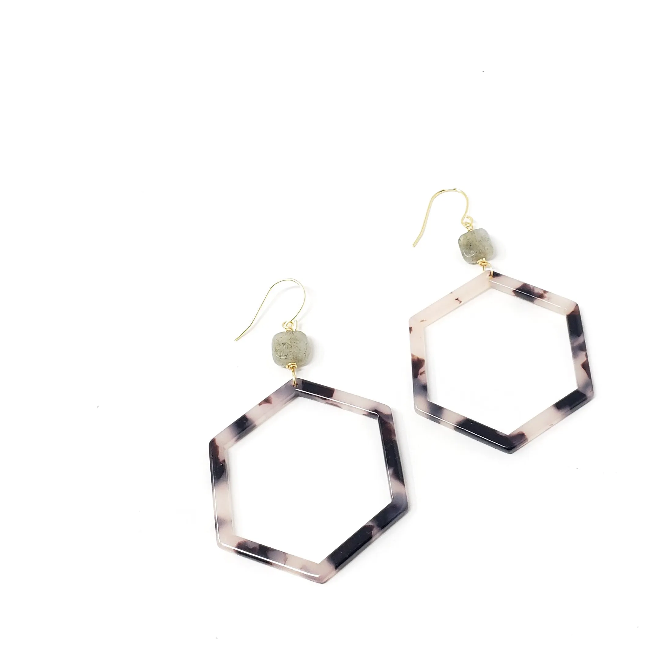 Cannes Acrylic Earrings - Tortoise Hex