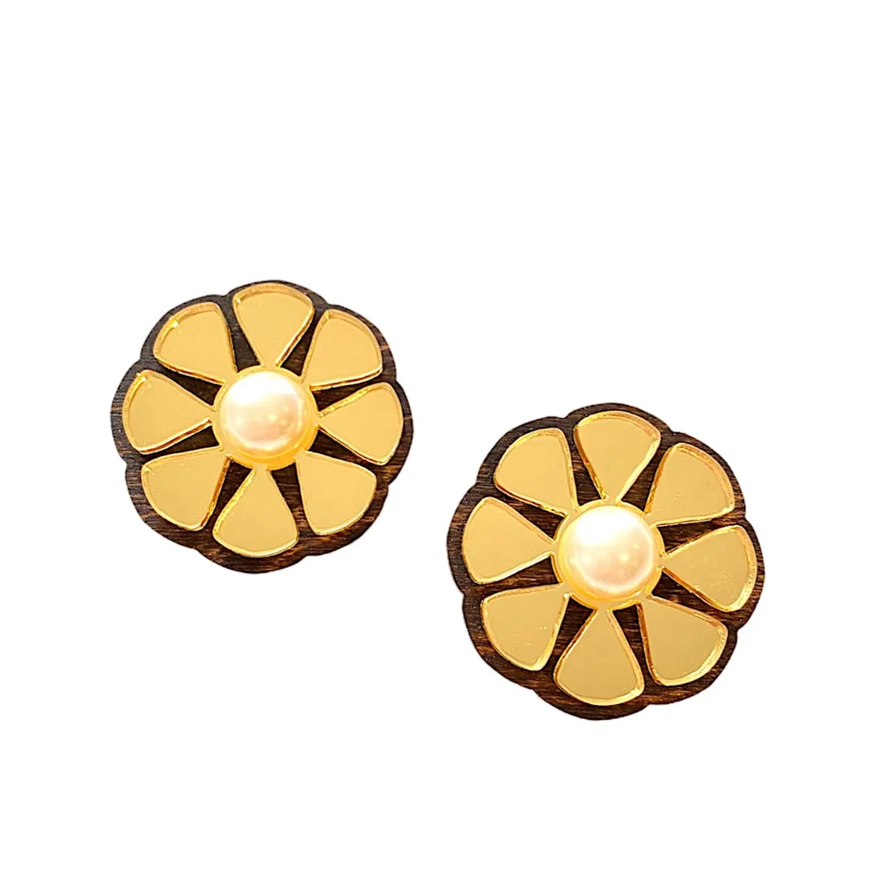 Carrie Wood Flower Earrings