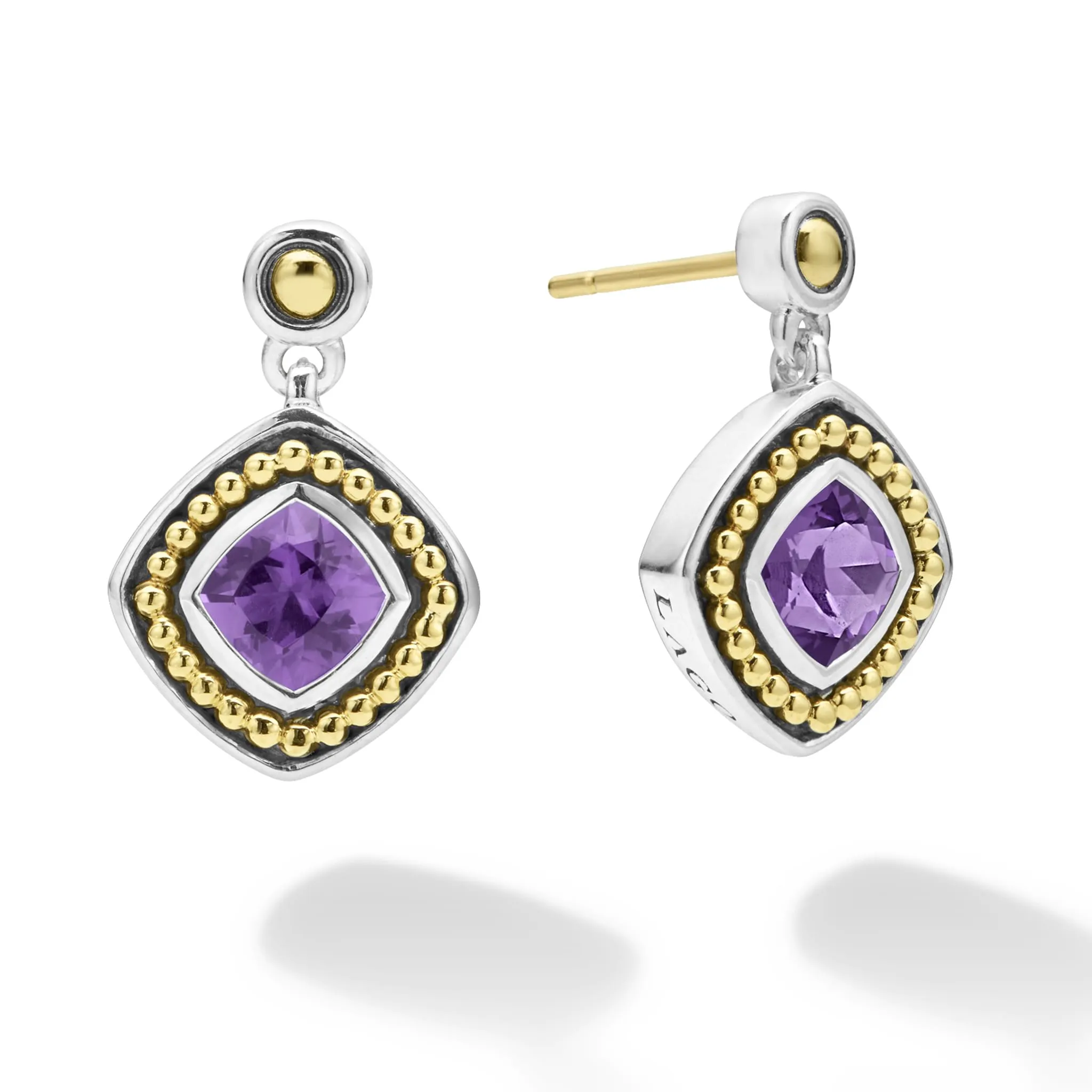 Caviar Color Amethyst Drop Earrings