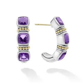 Caviar Color Amethyst Hoop Earrings