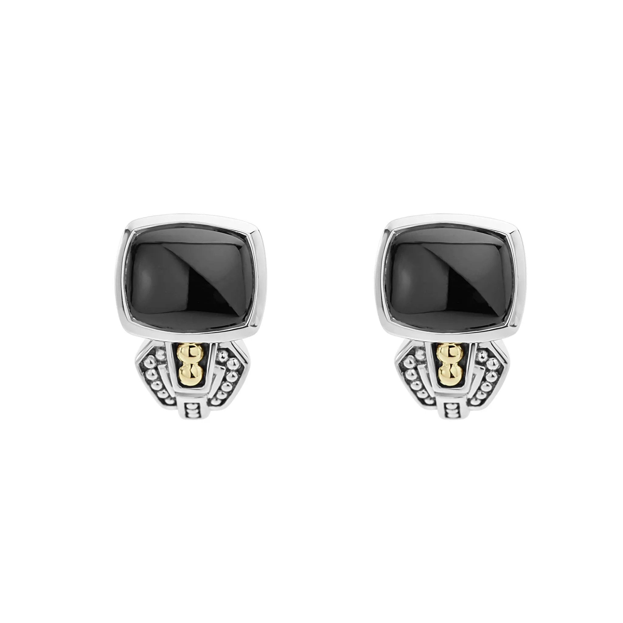 Caviar Color Bezel-Set Onyx Earrings