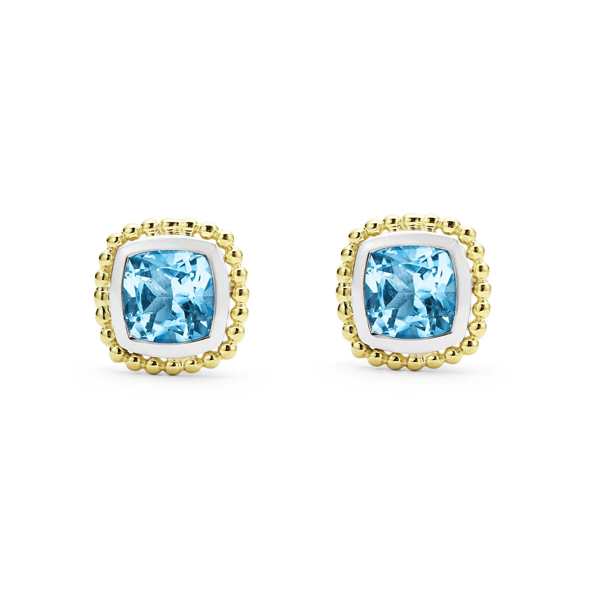 Caviar Color Swiss Blue Topaz Caviar Stud Earrings