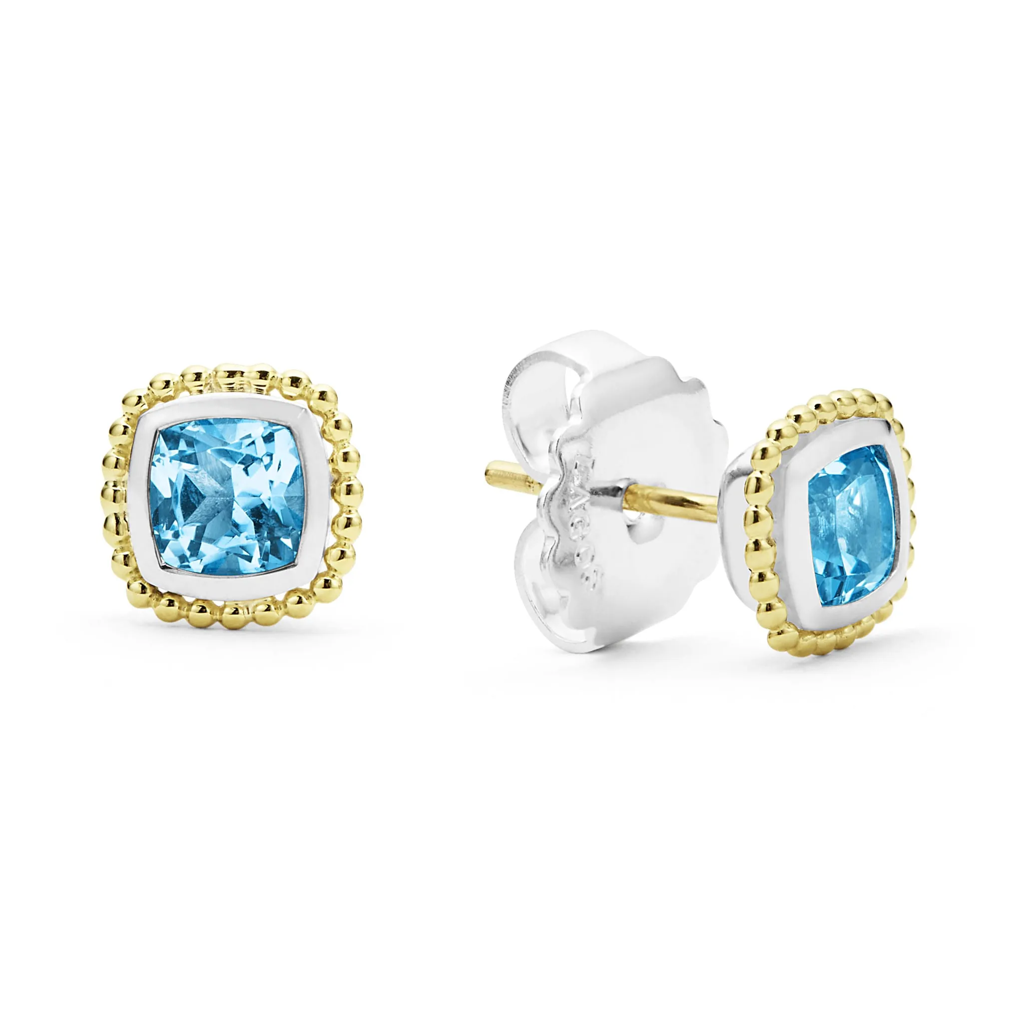 Caviar Color Swiss Blue Topaz Caviar Stud Earrings