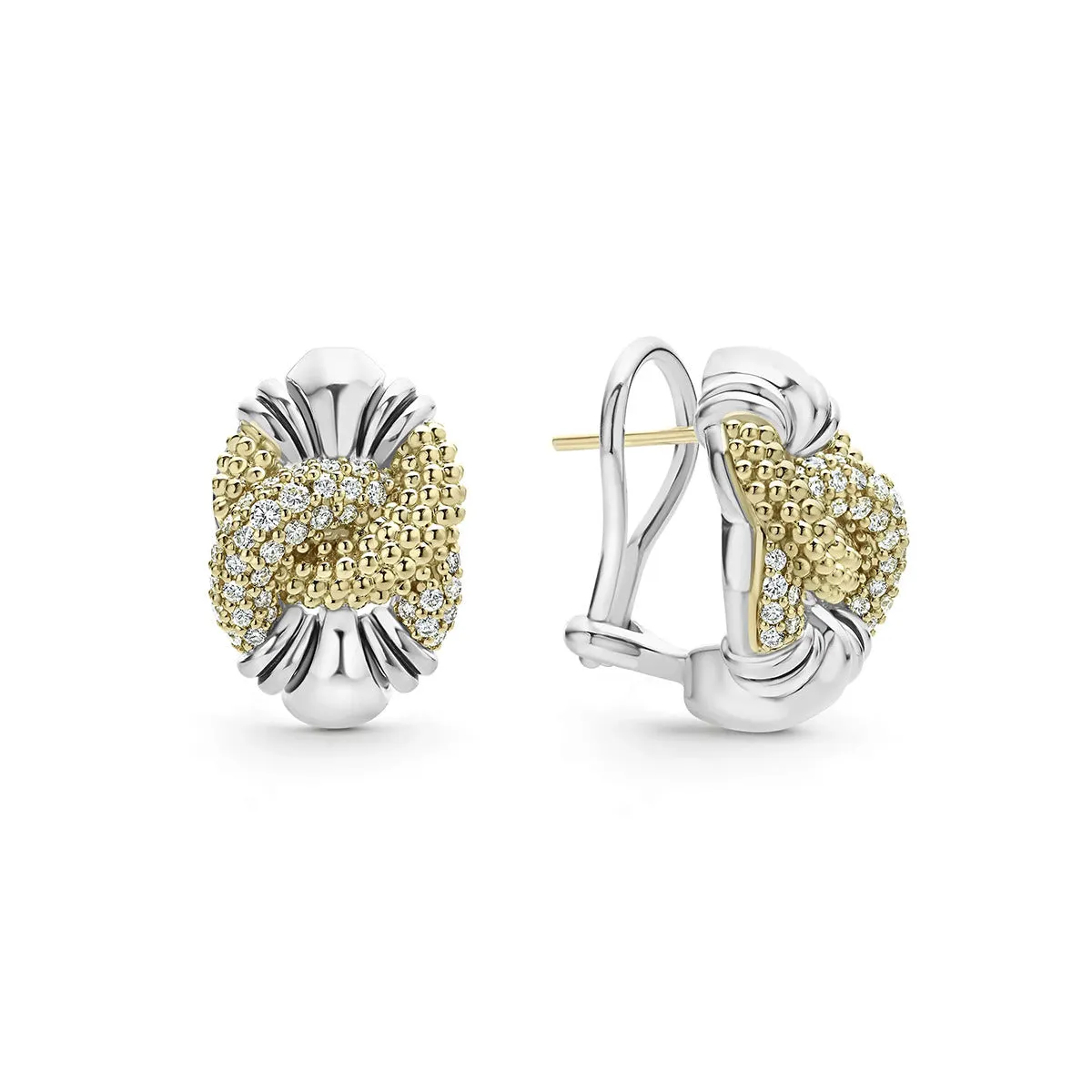 Caviar Diamond Knot Earrings