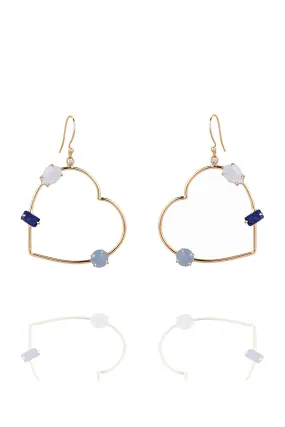 Cerulean Heart Hoop Earrings